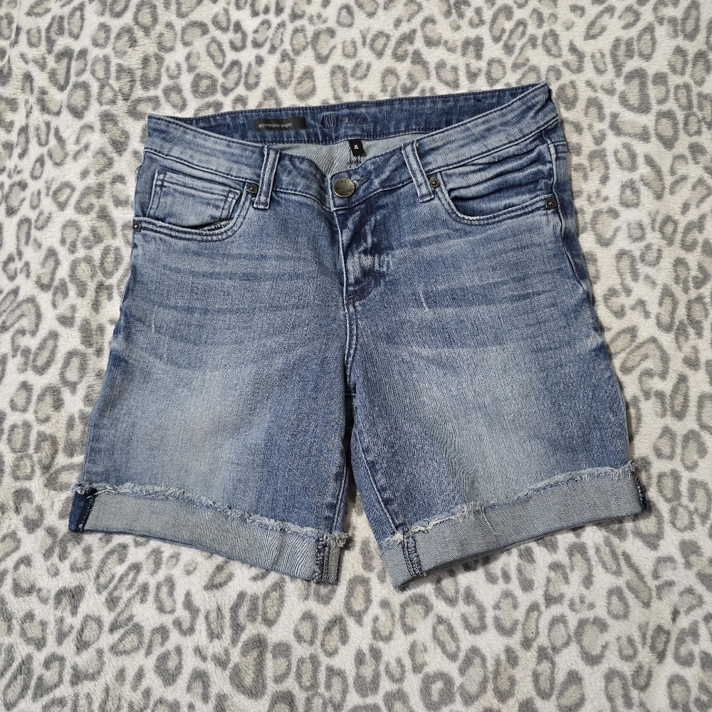 Kut from the Kloth Bermuda Rolled Raw Hem Boyfriend Denim Jean Shorts Size 4